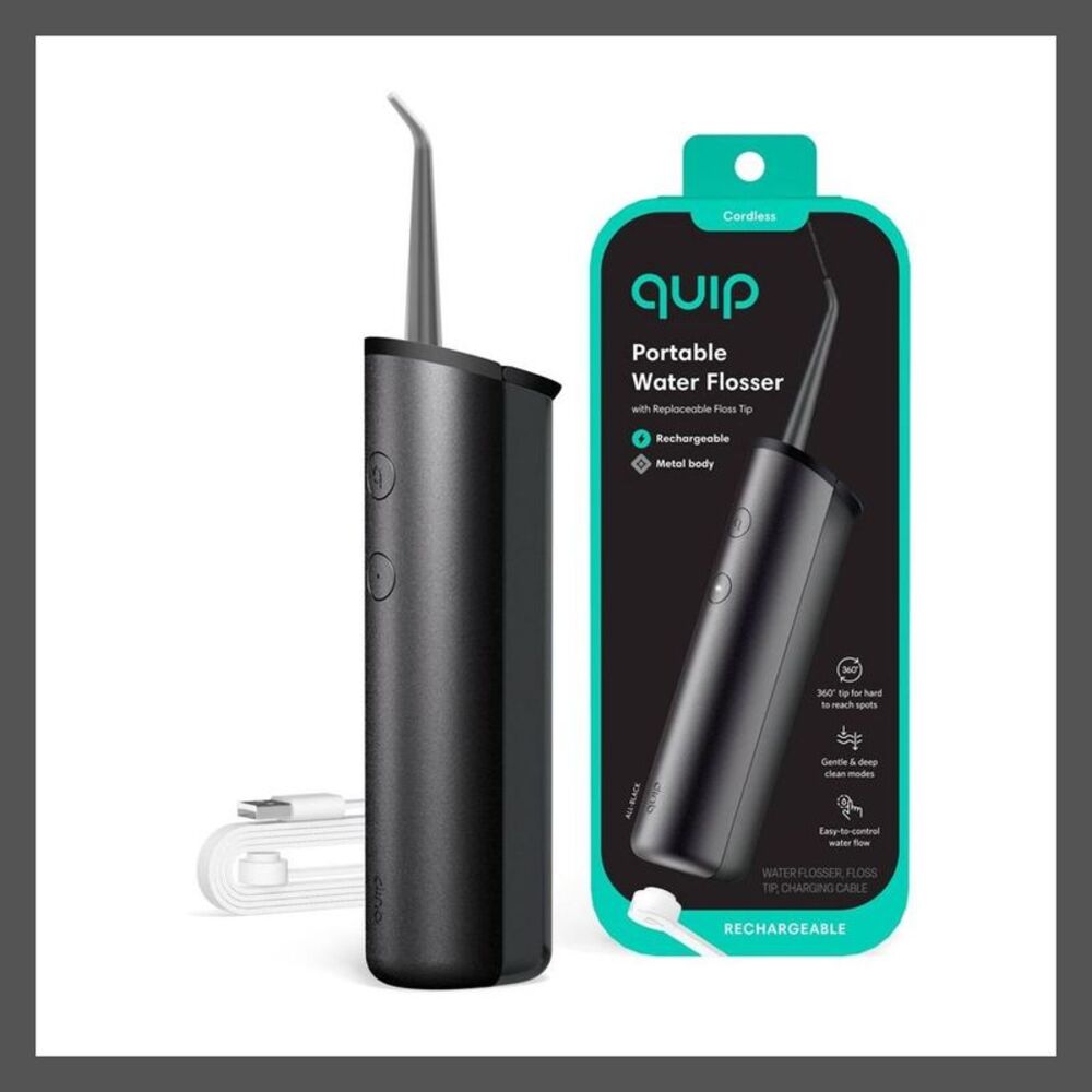 quip -  Rechargeable Cordless Metal Water Flosser - B Black
